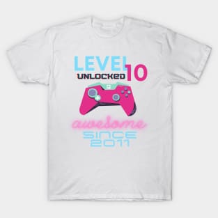 Level 10 Unlocked Awesome 2011 Video Gamer T-Shirt